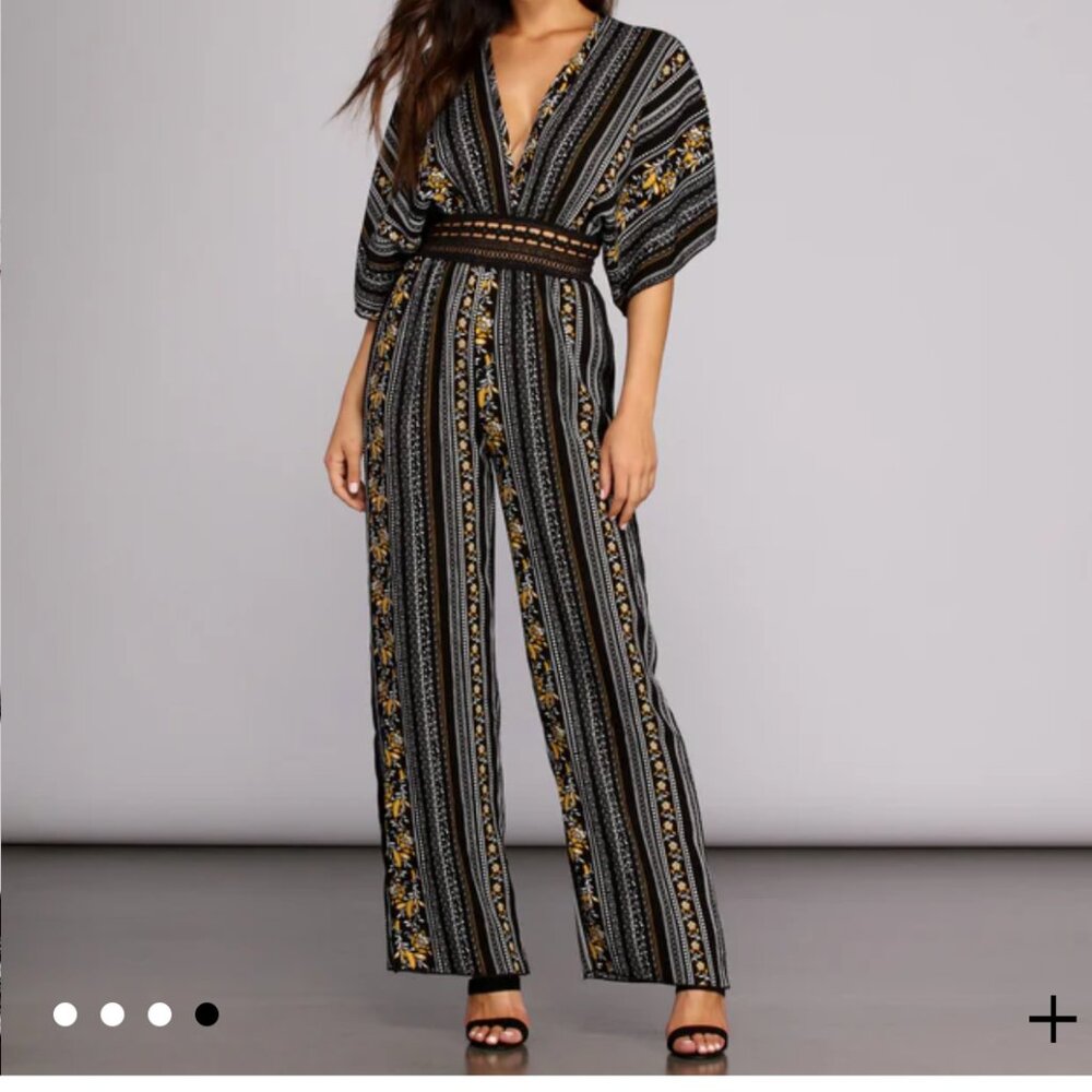 Boho Flowy Black Jumpsuit